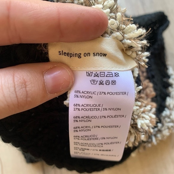 Anthropologie Sleeping On Snow Black Brown And Cream Fuzzy Infinity Scarf - Picture 5 of 7